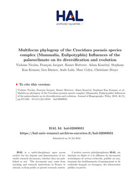 Multilocus Phylogeny of the Crocidura Poensis Species Complex