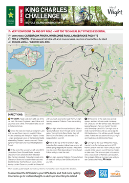 KING CHARLES CHALLENGE Experience Sustainable Transport RED ROUTE BICYCLE ISLAND ITINERARY #10