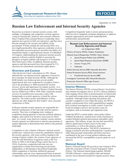 Russian Law Enforcement and Internal Security Agencies