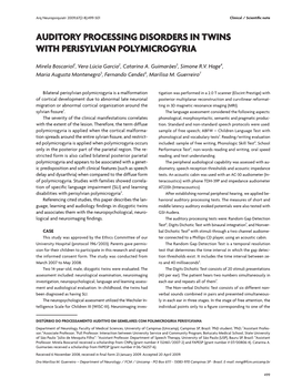 Auditory Processing Disorders in Twins with Perisylvian Polymicrogyria