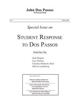 John Dos Passos Newsletter 1 John Dos Passos NEWSLETTER