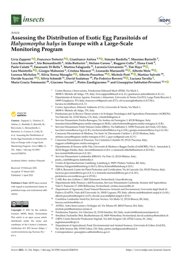 Assessing the Distribution of Exotic Egg Parasitoids of Halyomorpha Halys in Europe with a Large-Scale Monitoring Program