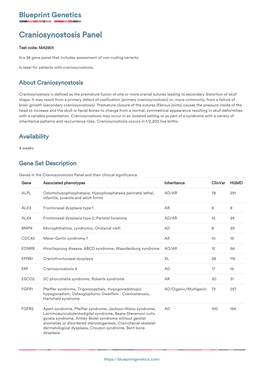 Blueprint Genetics Craniosynostosis Panel