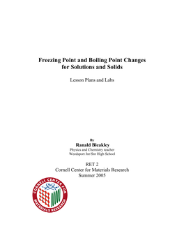 Freezing and Boiling Point Changes