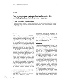 Viral Haemorrhagic Septicaemia Virus in Marine Fish and Its Implications