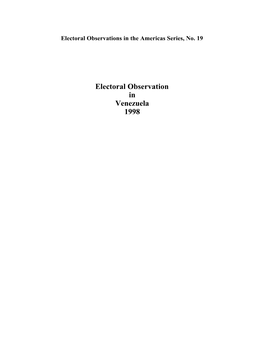 Electoral Observation in Venezuela 1998