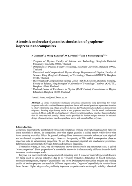 Atomistic Molecular Dynamics Simulation of Graphene- Isoprene Nanocomposites