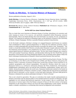 Turda on Hitchins, 'A Concise History of Romania'