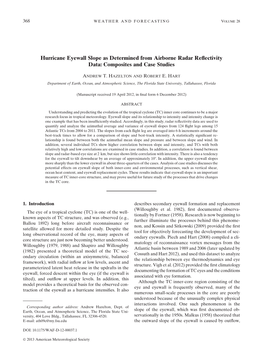 Hurricane Eyewall Slope As Determined from Airborne Radar Reﬂectivity Data: Composites and Case Studies