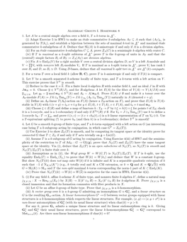 Algebraic Groups I. Homework 8 1. Let a Be a Central Simple Algebra Over a ﬁeld K, T a K-Torus in A×