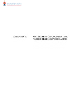 APPENDIX A: MATERIALS for COOPERATIVE PAIRED READING PROGRAMME JOUBERT & KADERLI (1995:10) Al
