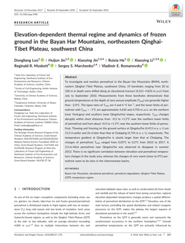 Elevation‐Dependent Thermal Regime and Dynamics of Frozen Ground in the Bayan Har Mountains, Northeastern Qinghai‐Tibet Plat