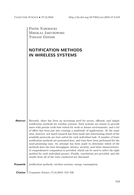 Notification Methods in Wireless Systems