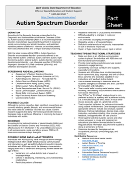 Autism Spectrum Disorder Sheet