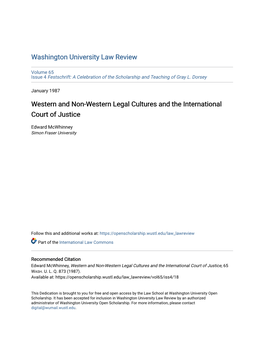 Western and Non-Western Legal Cultures and the International Court of Justice