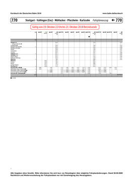 Vaihingen (Enz) - Mühlacker - Pforzheim - Karlsruhe Fahrplanauszug � 770