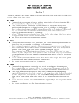 Ap European History 2007 Scoring Guidelines