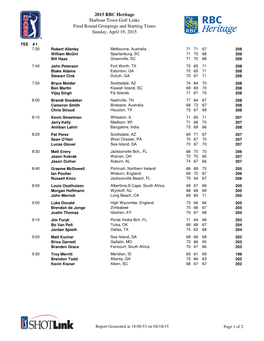 2015 RBC Heritage Harbour Town Golf Links Final Round Groupings and Starting Times Sunday, April 19, 2015