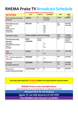 Broadcast Schedule