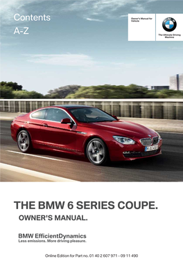 The Bmw 6 Series Coupe. Owner's Manual
