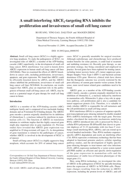 A Small Interfering ABCE1 -Targeting RNA Inhibits the Proliferation And