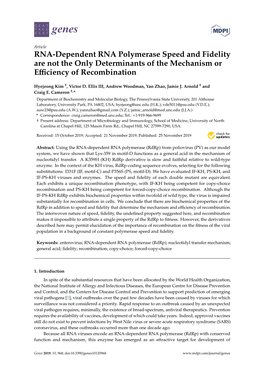 RNA-Dependent RNA Polymerase Speed and Fidelity Are Not the Only Determinants of the Mechanism Or Eﬃciency of Recombination