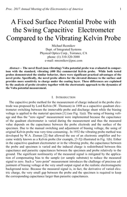 A Fixed Surface Potential Probe with the Swing Capacitive Electrometer