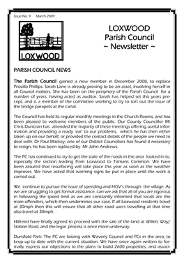 LOXWOOD Parish Council ~ Newsletter ~