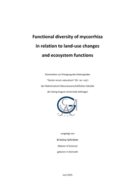 Functional Diversity of Mycorrhiza in Relation to Land-Use Changes and Ecosystem Functions