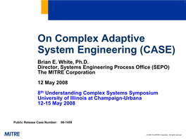 Fundamentals of Enterprise Systems Engineering (ESE)* Outline