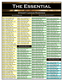 Essential Dynasty Cheat Sheet