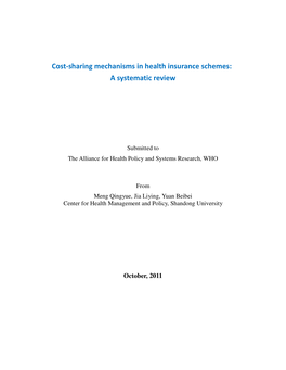 Cost-Sharing Mechanisms in Health Insurance Schemes: a Systematic Review