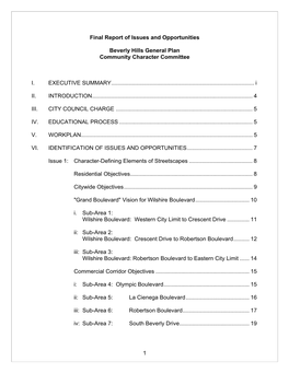 1 Final Report of Issues and Opportunities Beverly Hills General