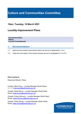 Locality Improvement Plans Culture and Communities Committee March