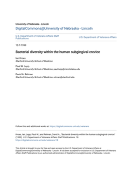 Bacterial Diversity Within the Human Subgingival Crevice