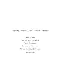 Modeling the Ice VI to VII Phase Transition