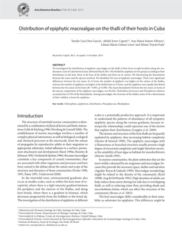 Distribution of Epiphytic Macroalgae on the Thalli of Their Hosts in Cuba