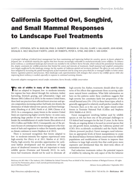 California Spotted Owl, Songbird, and Small Mammal Responses to Landscape Fuel Treatments