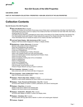 Summary for Non-Girl Scouts of the USA Properties (025098)