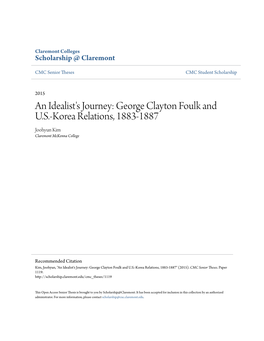 George Clayton Foulk and US-Korea Relations, 1883-1887