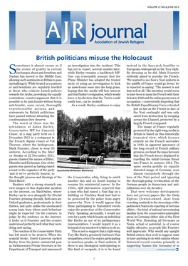 British Politicians Misuse the Holocaust Ometimes It Almost Seems As If an Investigation Into the Incident