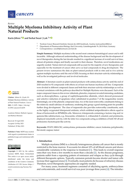 Multiple Myeloma Inhibitory Activity of Plant Natural Products