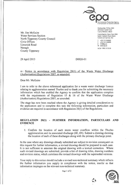 Regulation 20(1) of the Waste Water Discharge (Authorisation) Regulations- 2007, As Amended