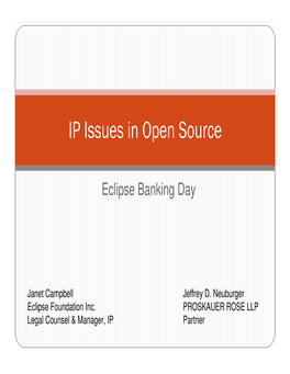 IP Issues in Open Source