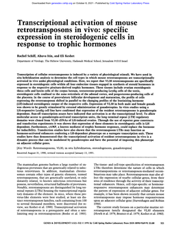 Transcriptional Activation of Mouse Retrotransposons in Vivo: Specific Expression in Ster.Oidogenic Cells in Response to Trophlc Hormones