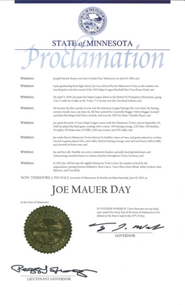 JOE MAUER DAY •Q"Esgs0 G•Ltair-Ci`