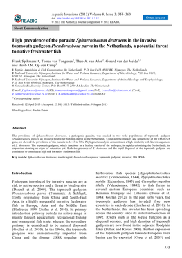 High Prevalence of the Parasite Sphaerothecum