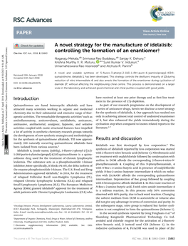 A Novel Strategy for the Manufacture of Idelalisib: Controlling the Formation