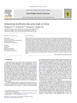 Anonymizing Classification Data Using Rough Set Theory