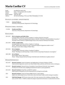 Maria Cuellar CV (Current As of November 19, 2018)